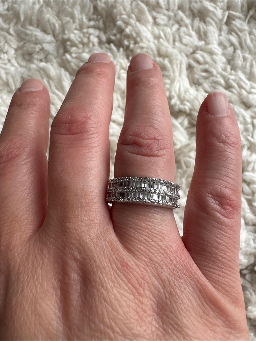 Silver Tone Baguette Ring